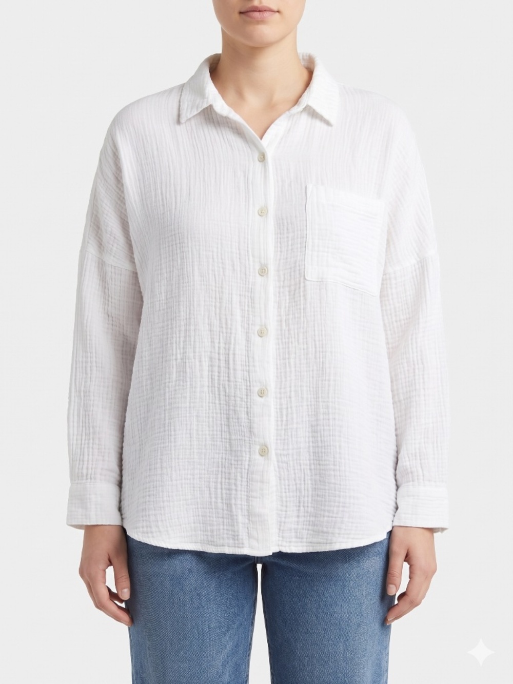 American Eagle Double Gauze Button Down Shirt XL White Long Sleeve